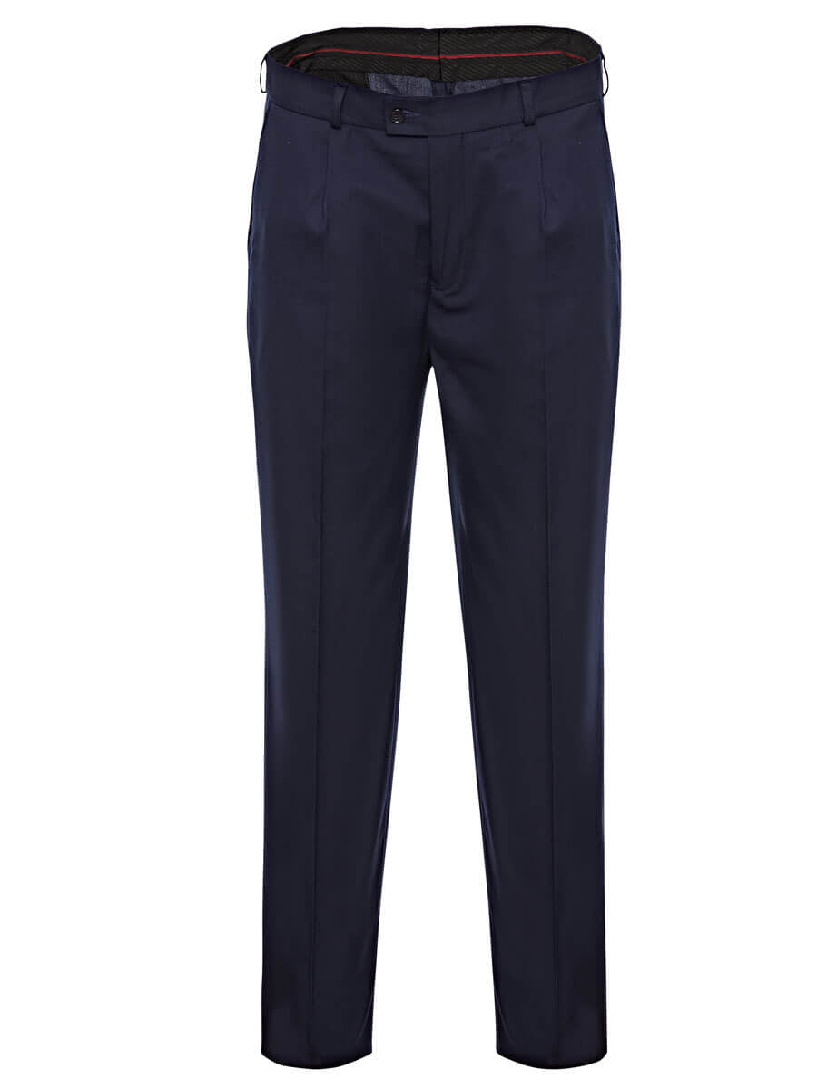 Herrenhose Fresko in Marineblau, gerades Bein, Knopfverschluss und Taschen