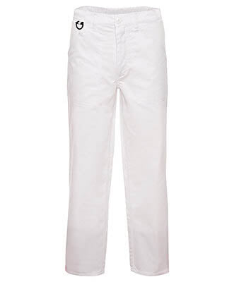 Weiße Bundhose Basic mit Reißverschluss und seitlichen Taschen