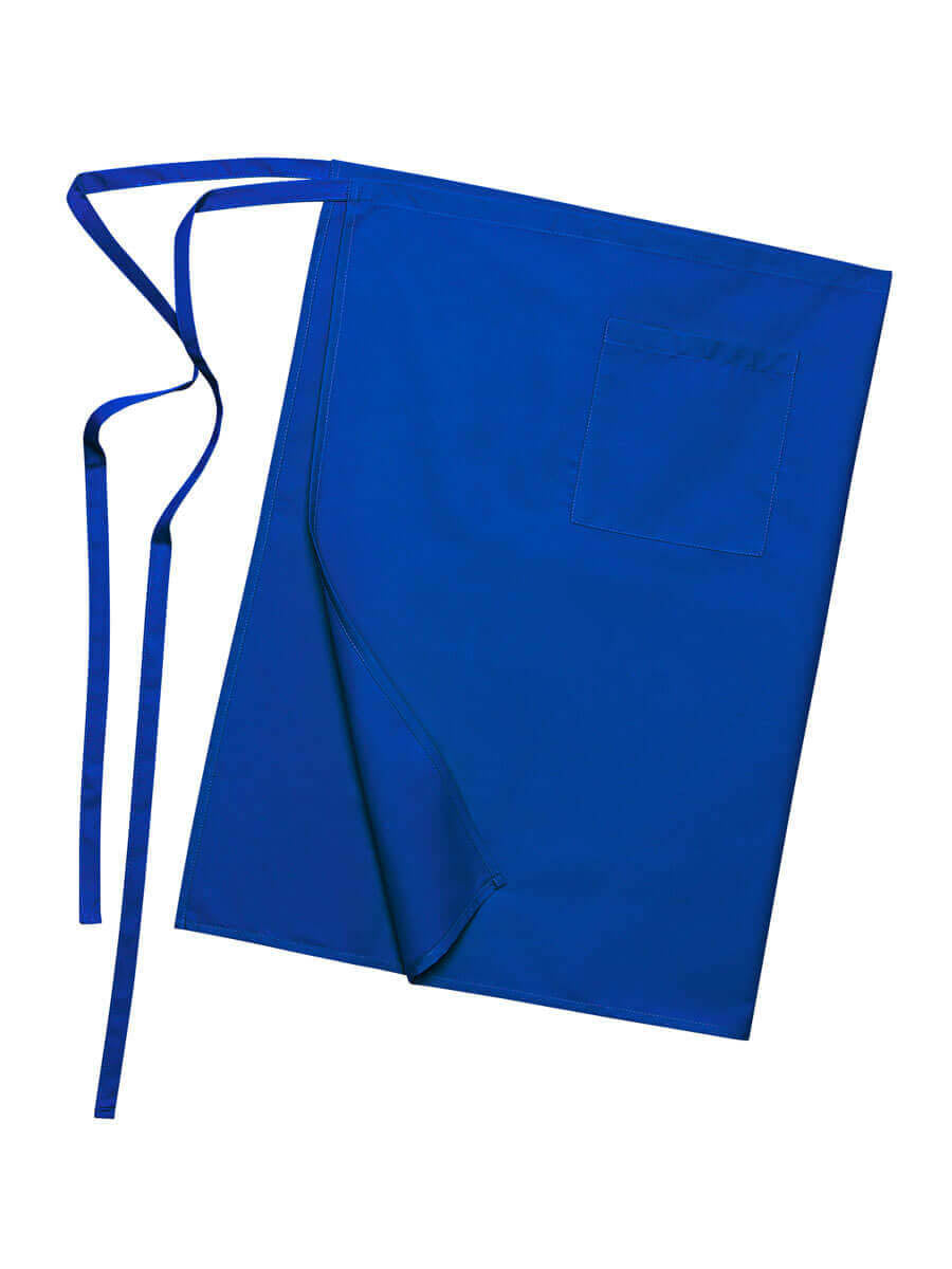 Blauer Vorbinder mit Tasche, verstellbaren Bindebändern vorne