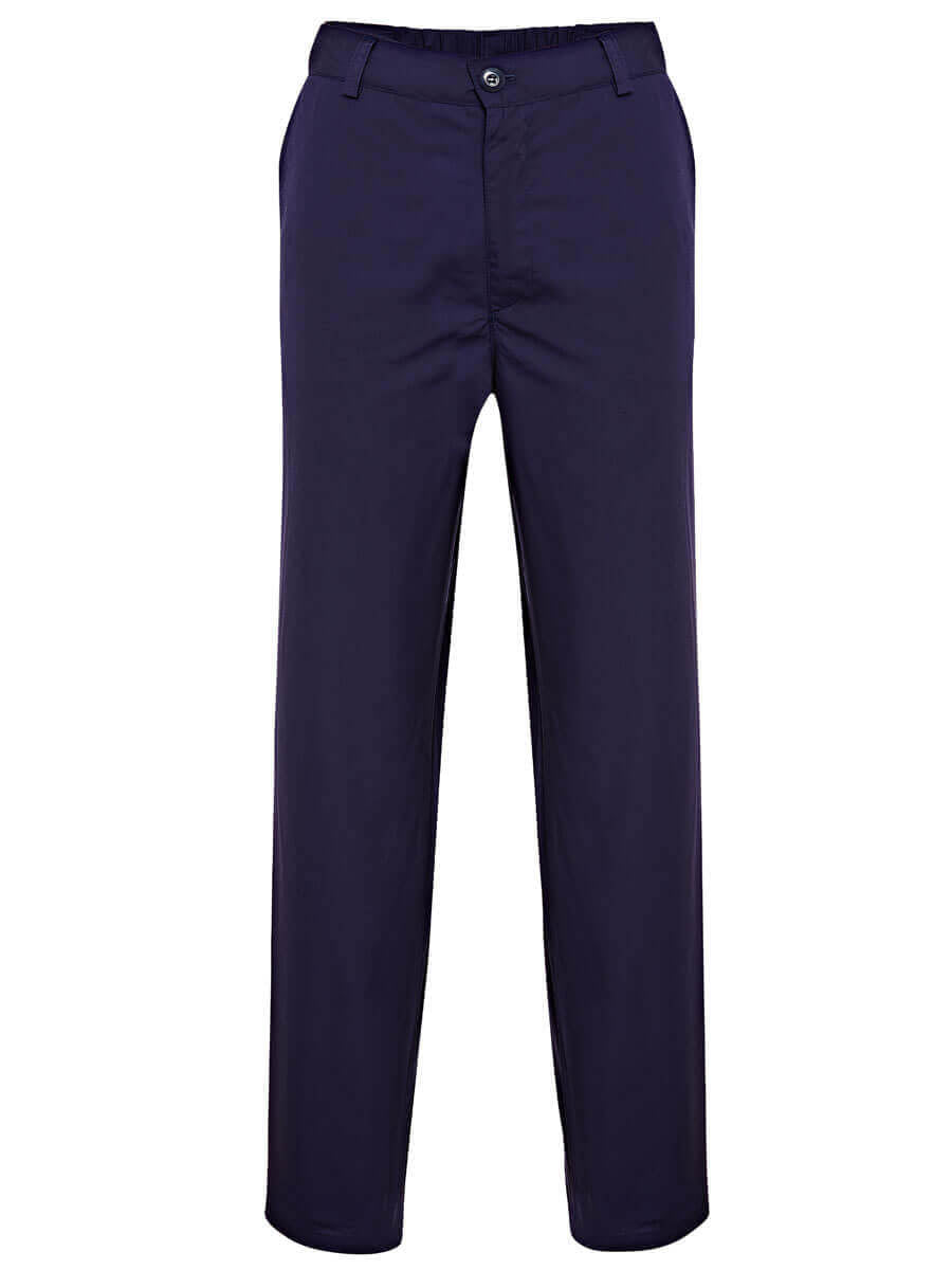 Stoffhose mit Knopf am Bund und geradem Bein, dunkelblau