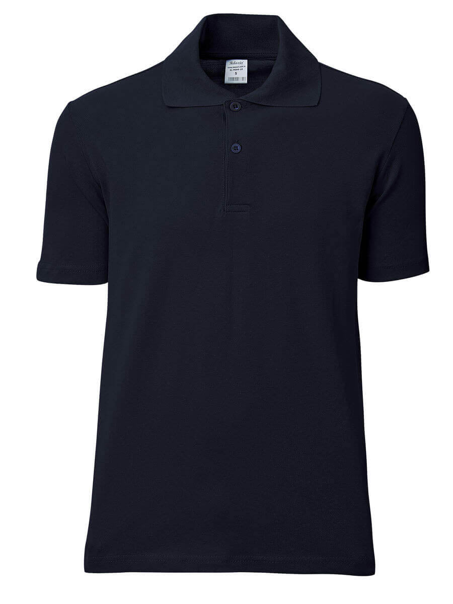 Marineblaues Poloshirt mit kurzem Arm, Knopfleiste und Polokragen