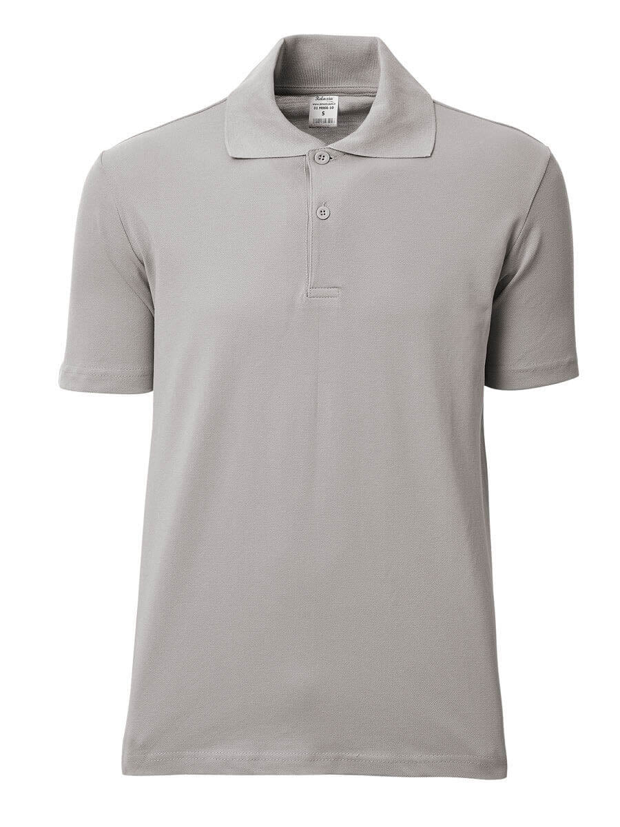 Herren-Poloshirt in hellem Grau mit kurzem Arm, Knopfleiste und Kragen