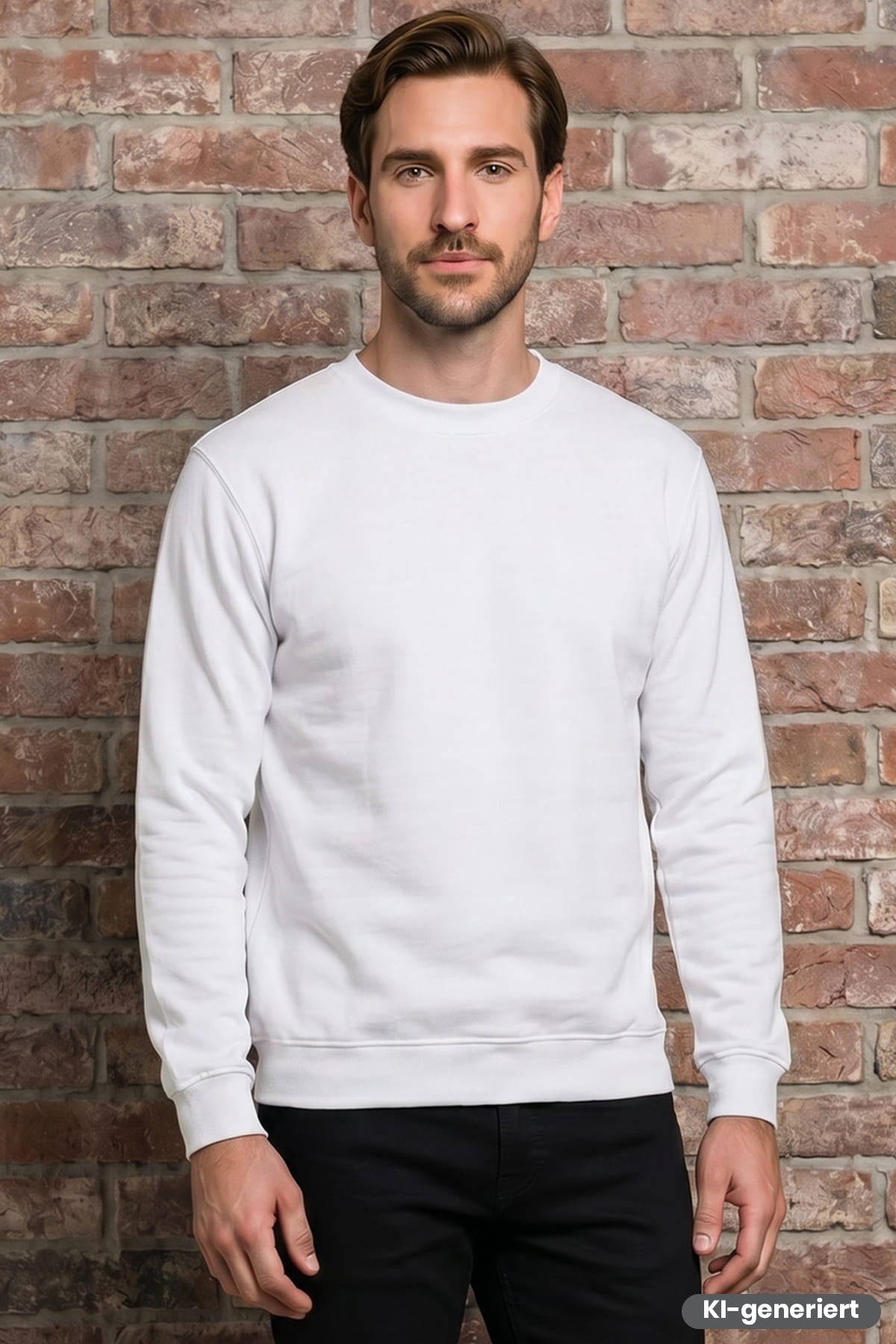 Weißes Sweatshirt mit Rundhalsausschnitt, lange Ärmel