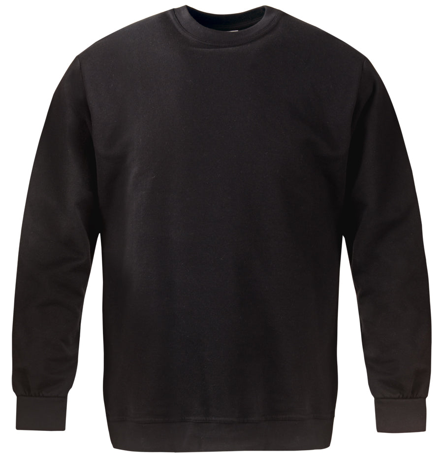 Schwarzer Rundhals-Sweatshirt mit langen Ärmeln, Bündchen und geradem Saum