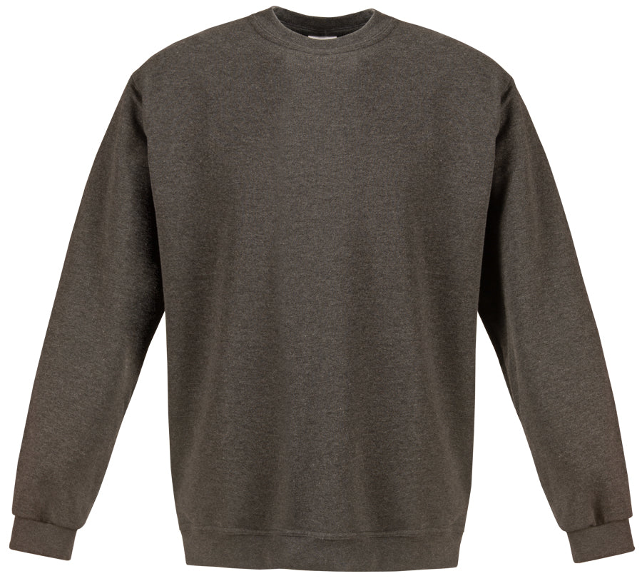 Anthrazit meliertes Sweatshirt mit Rundhalsausschnitt und gerippten Bündchen
