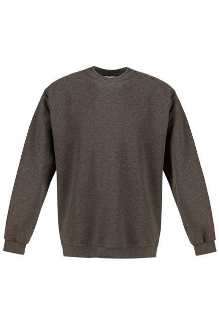 Anthrazit meliertes Sweatshirt, Rundhalsausschnitt, lange Ärmel, gerippter Saum