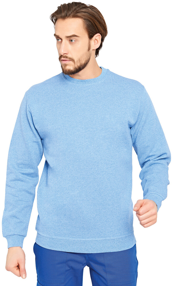 Melierter Rundhals-Sweatshirt, hellblau, lange Ärmel, schlicht