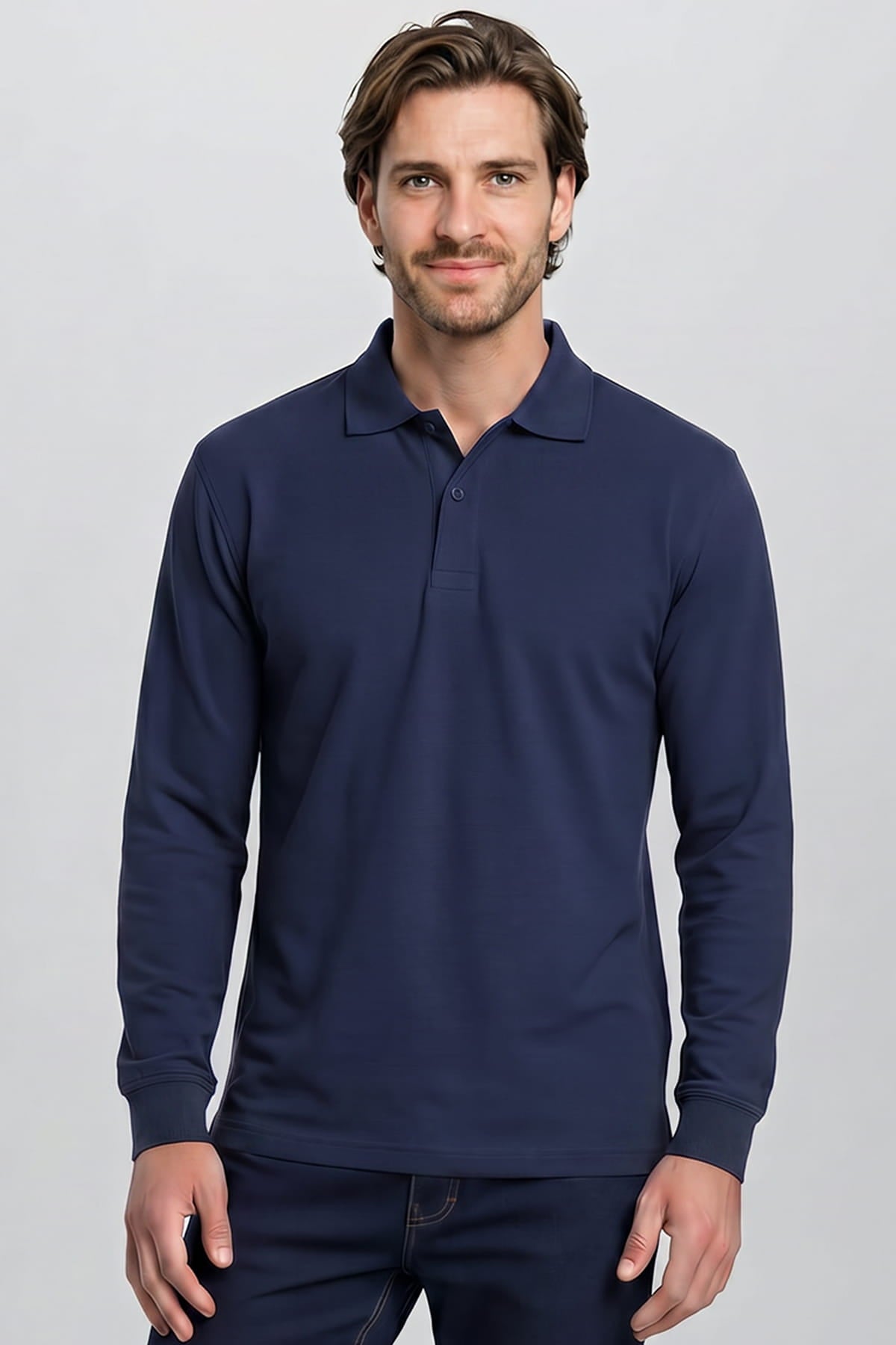 Sweatshirt Mit Polokragen Marine | Arbeit & Freizeit ISMONT