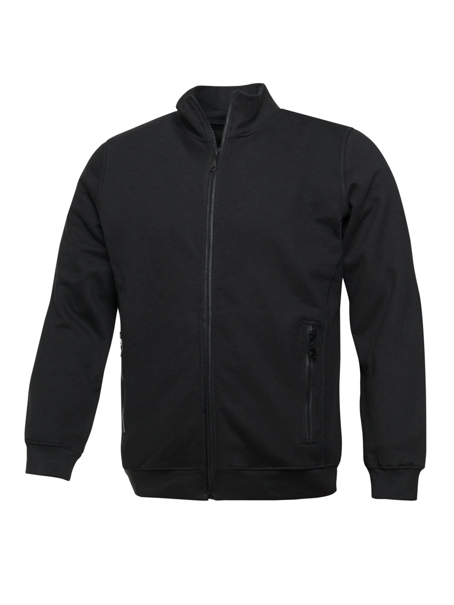 Herren-Sweatjacke mit Reißverschluss, schwarzem Stehkragen und Brusttasche