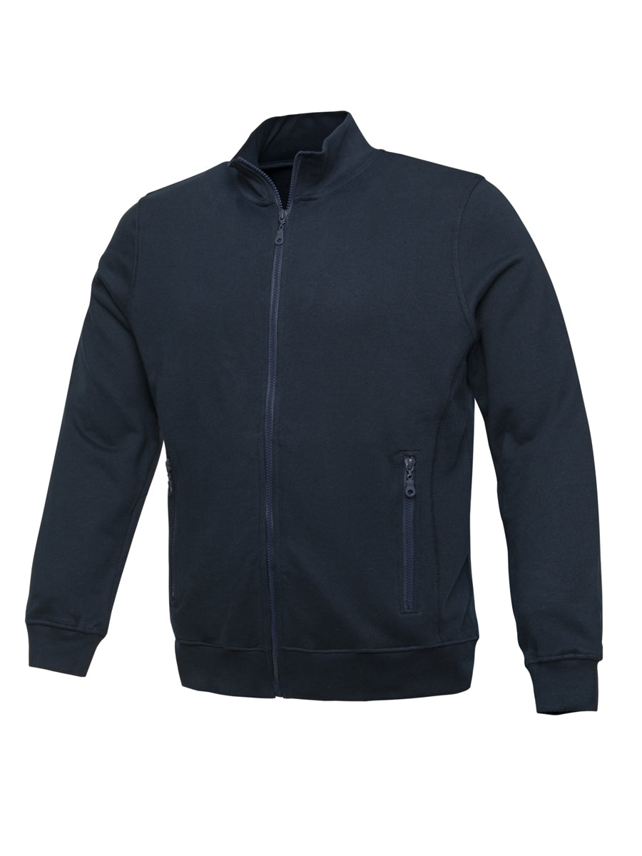 Herren-Sweatjacke mit Reißverschluss, marineblau, Stehkragen, lange Ärmel