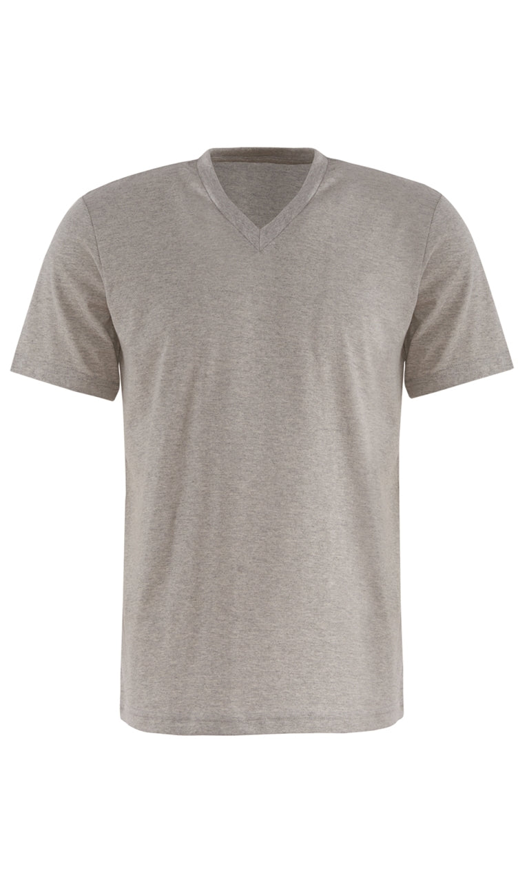 Graues Herren-T-Shirt mit V-Ausschnitt und kurzem Ärmel