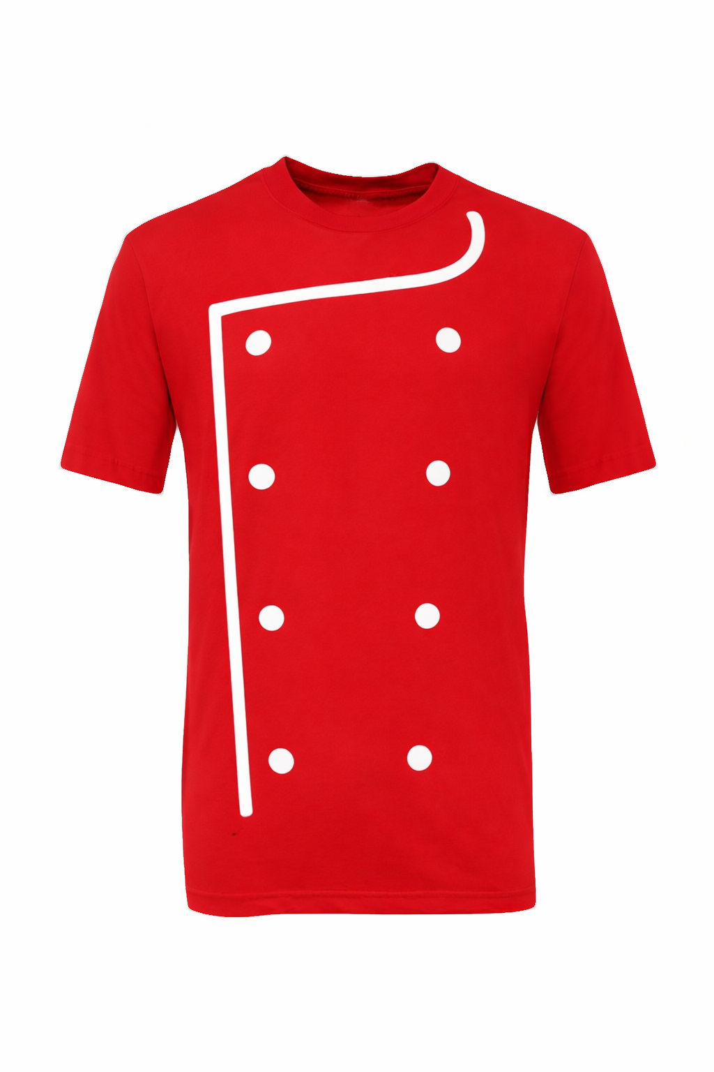 Rotes T-Shirt mit weißem Linien-Print vorn