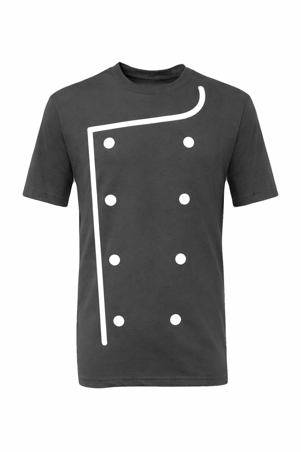 Anthrazitfarbenes T-Shirt mit weißem geometrischem Druck aus Punkten und Linien