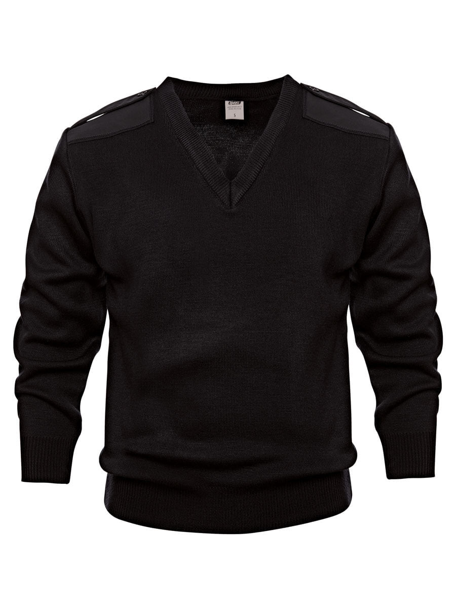 Schwarzer Pullover mit V-Ausschnitt und langen Ärmeln