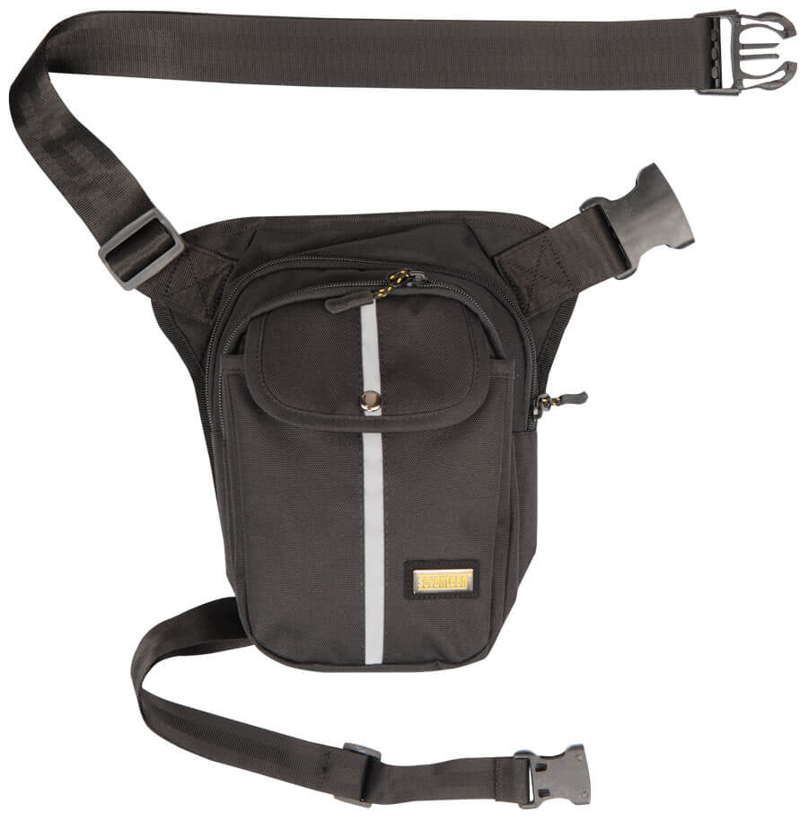 Gürteltasche dunkel mit Reißverschluss-Vortasche, verstellbarem Gurt und Logoschild