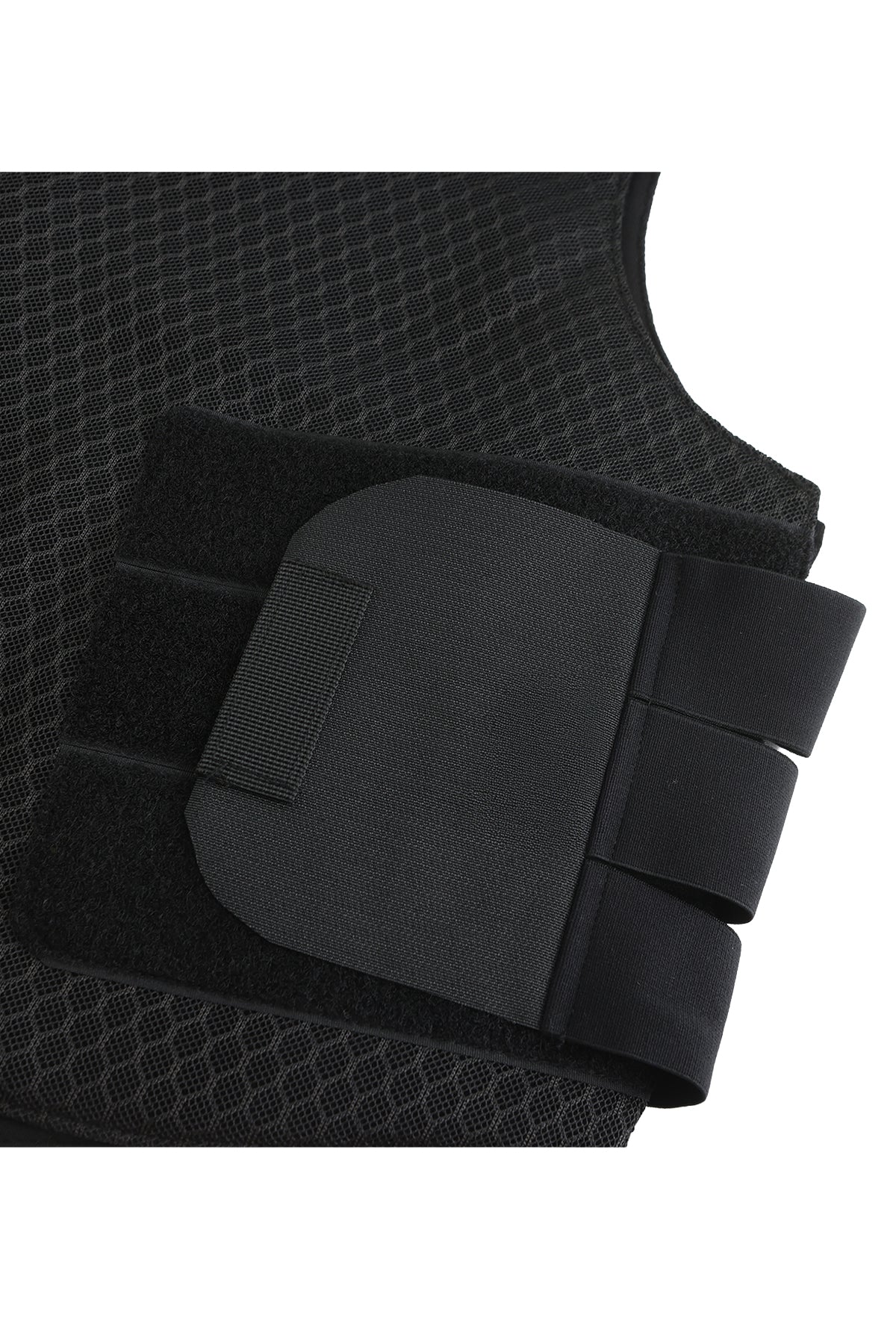Stichschutzweste Phönix Classic, schwarze Wabenstruktur, seitliche Klettbänder mit Schutzpanel