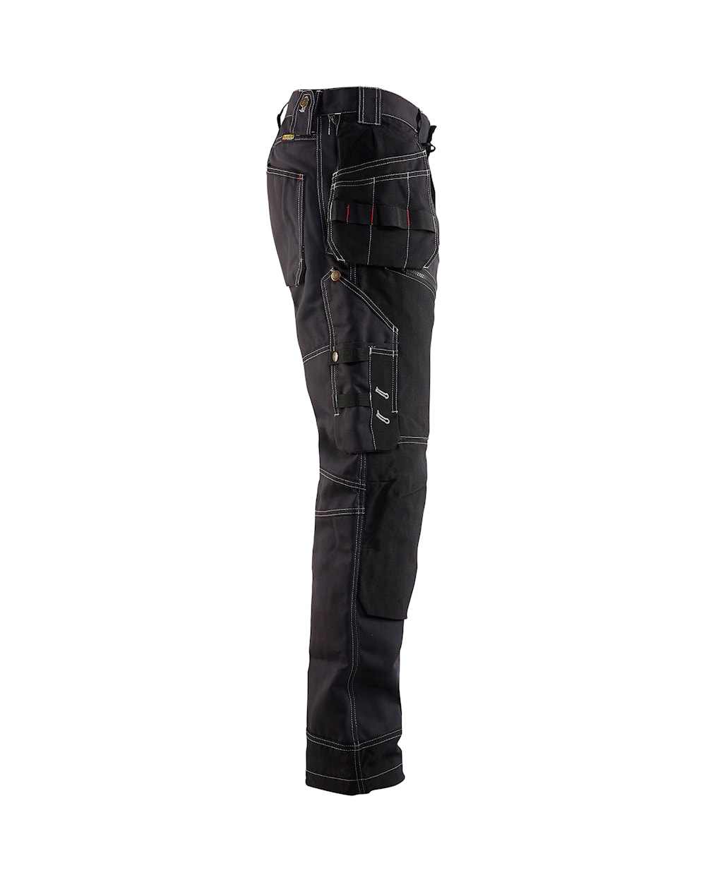 Handwerker-Arbeitshose schwarz seitlich, mit breiten Taschen und Gürtelschlaufen