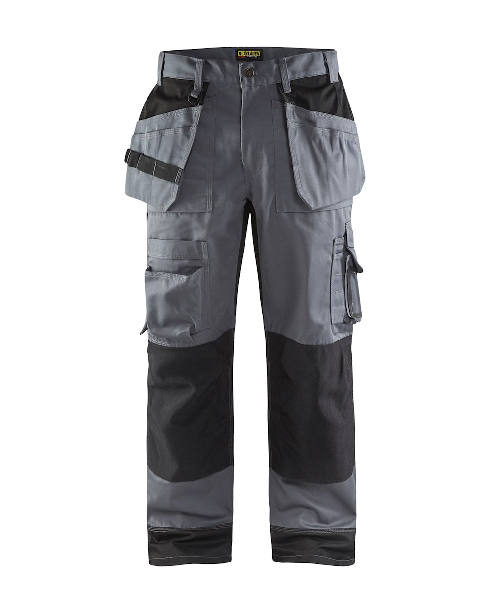 Arbeitshose mit Cargo-Taschen, grau-schwarz, seitliche Beintaschen und Knopfverschluss
