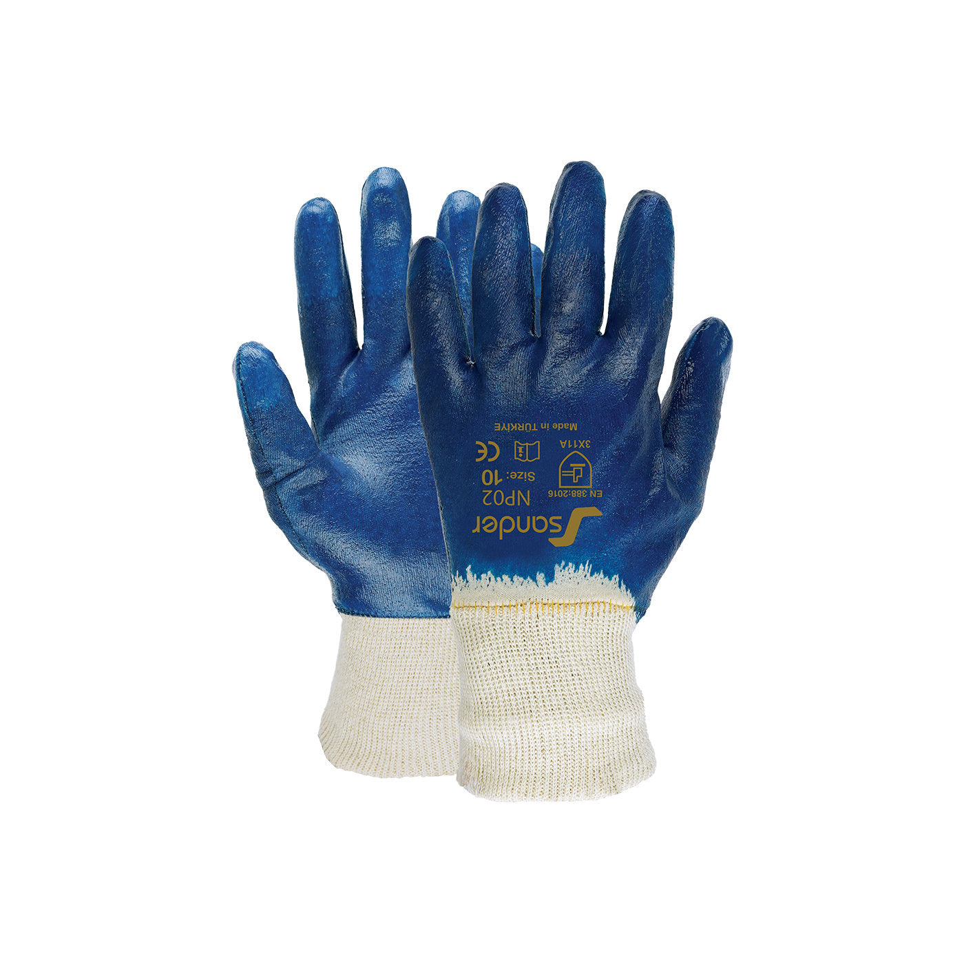 SanSoft Nitrilhandschuh, blau vollbeschichtet, gestrickter Stulpeinsatz, beschichtete Handflächen