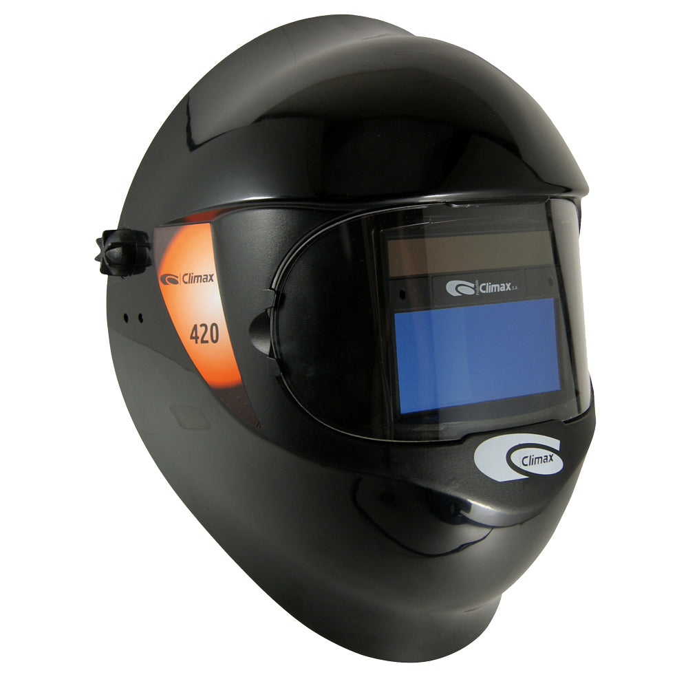 Automatik-Schweißerhelm Climax, dunkler Helm mit Sichtfenster und Schweißfilter 420