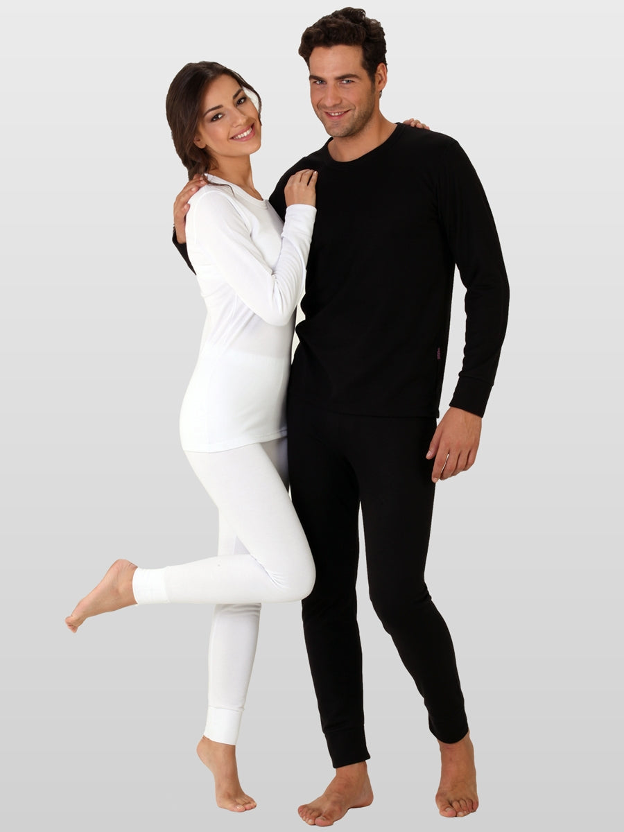 Thermoform Thermounterwäsche-Set mit Langarmshirt und langer Hose, schwarz/weiß
