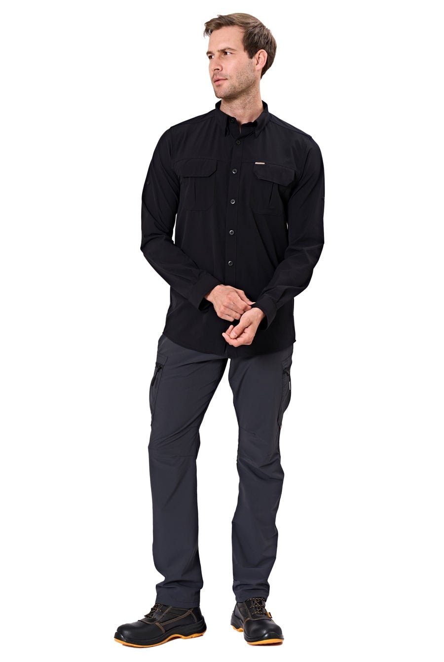 Herren-Outdoorhose mit mehreren Taschen, dunkel, verstellbarer Bund