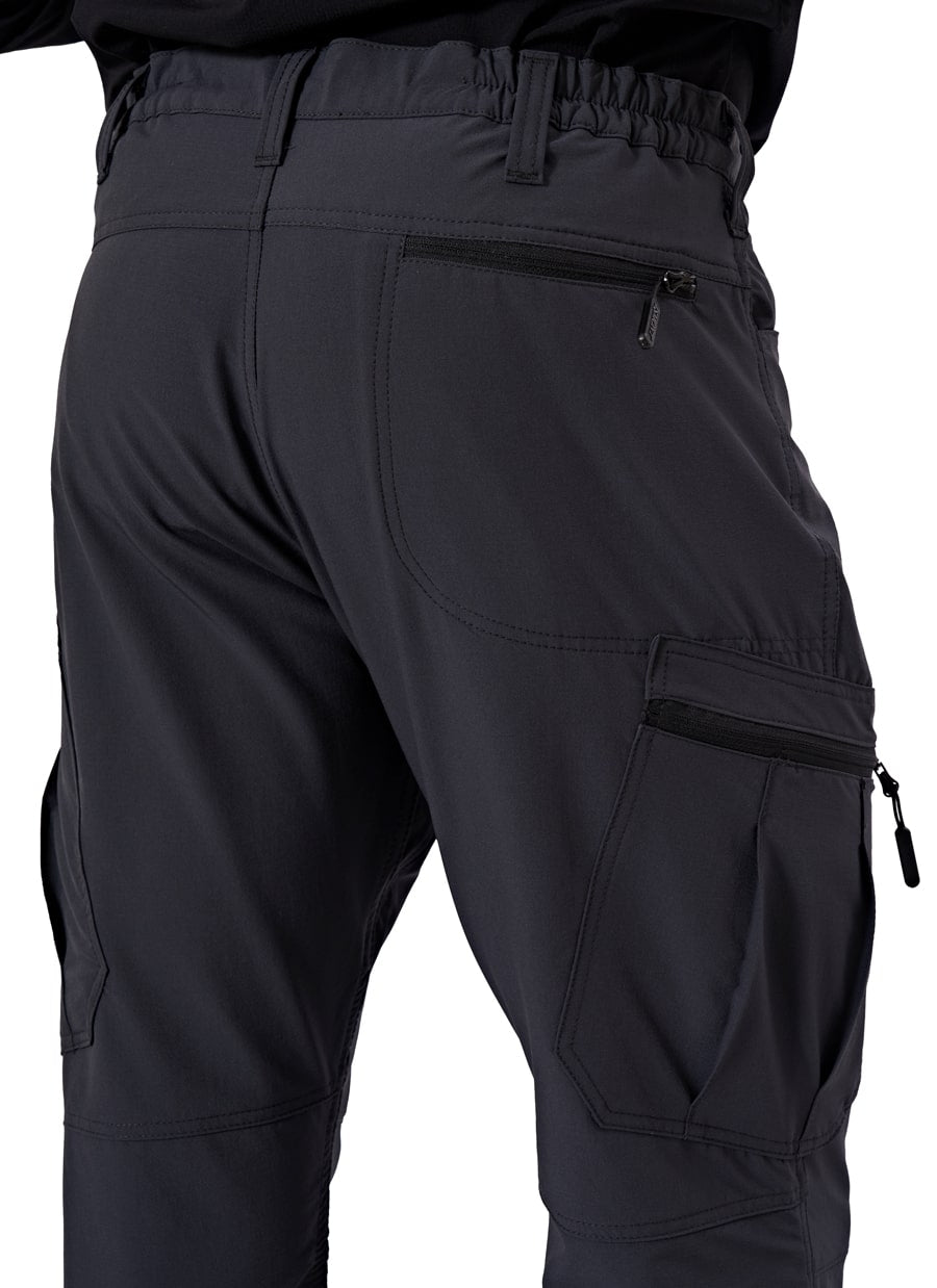 Herren-Outdoorhose mit elastischem Bund und Reißverschlusstasche, dunkel