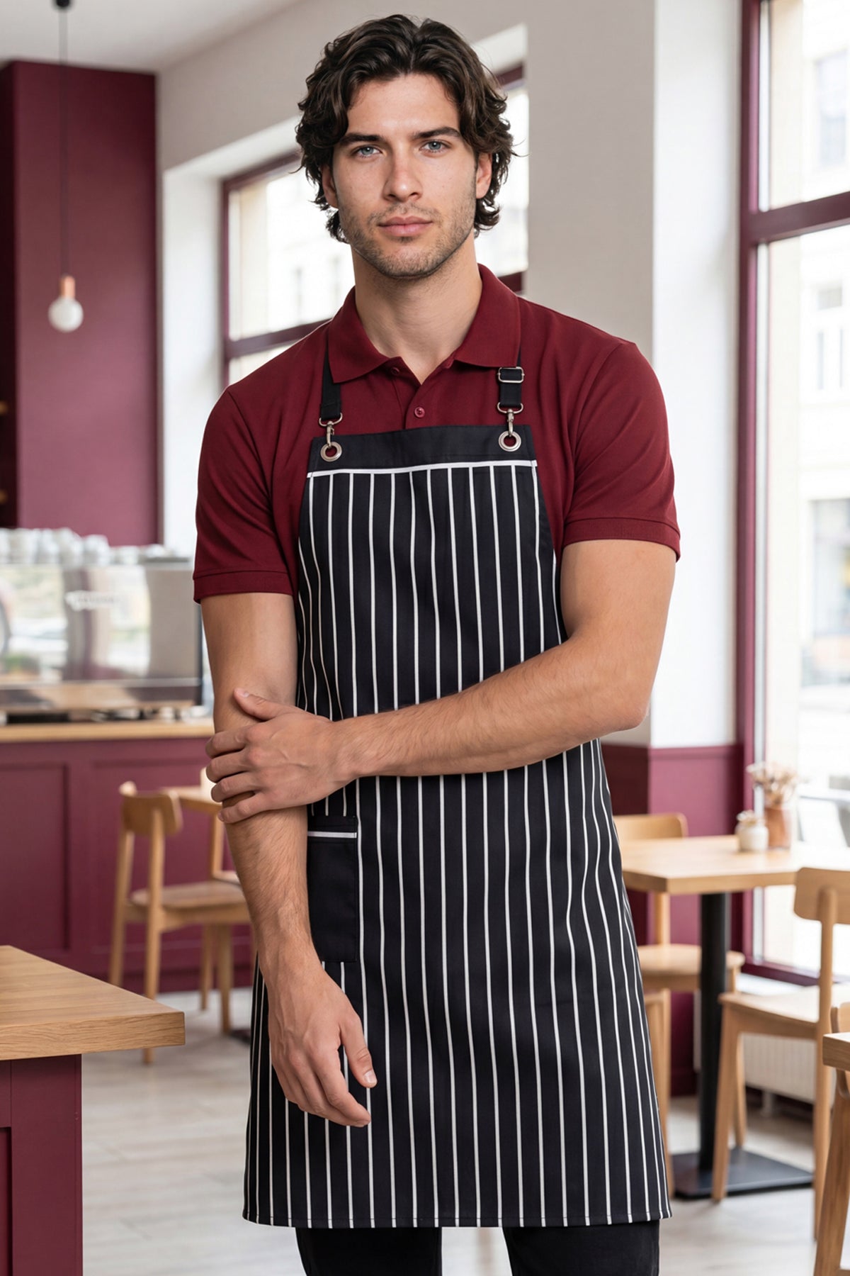 ISM Barista-Latzschuerze 1806 Schwarz-Weiss Gastronomie Kueche ISMONT