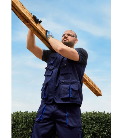 Arbeitsweste marineblau, weste mit Taschen und Reißverschluss, robustes Arbeitsdesign