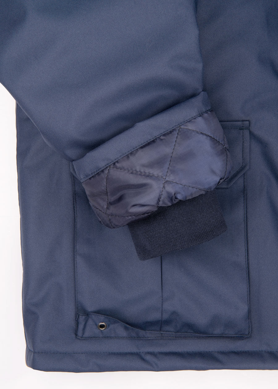Marineblaue Parka: Fronttasche mit Patte und Druckknopf, Ärmelbündchen