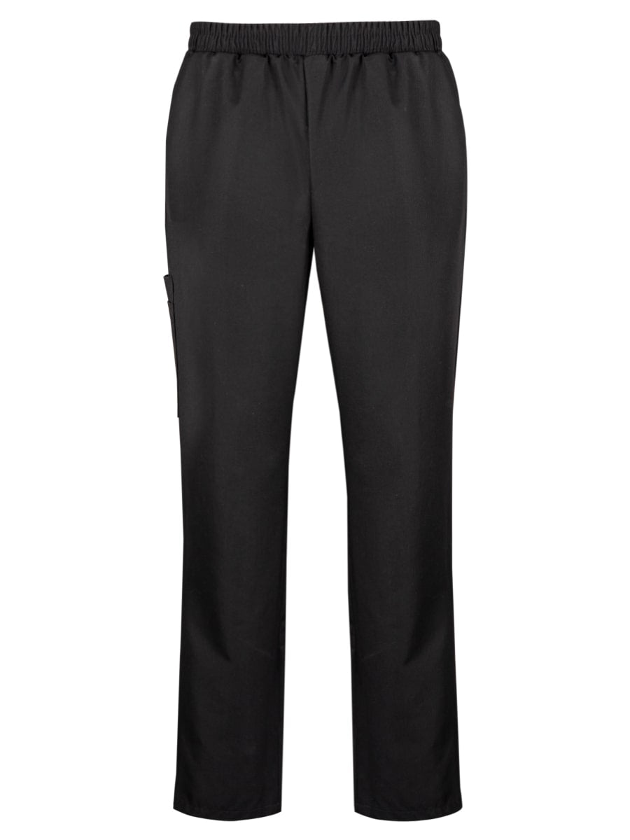 Schwarze Stretch-Scrub-Hose mit elastischem Bund und geradem Bein