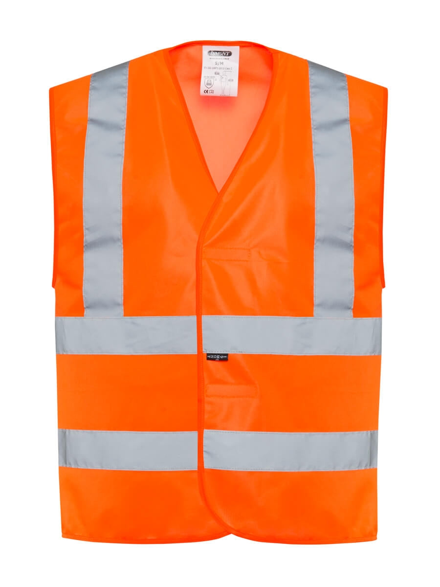 Warnschutzweste orange mit breiten Reflexstreifen und Frontverschluss