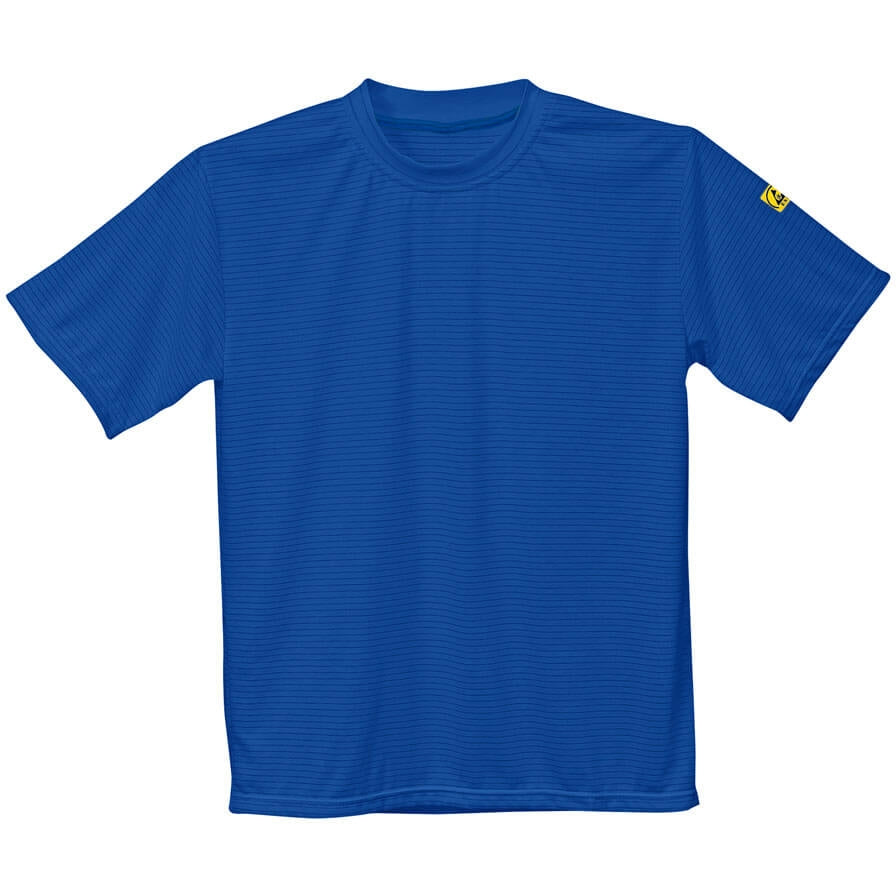 ESD T-Shirt, kornblau, Rundhalsausschnitt, kurzarm, dezentes Logo am Ärmel
