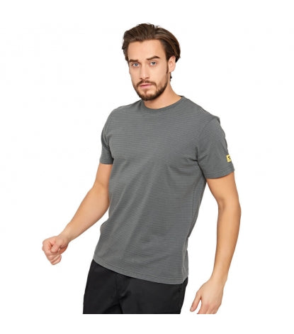 ESD-T-Shirt ISM 6641 für Herren, graues Kurzarmshirt mit Rundhalsausschnitt