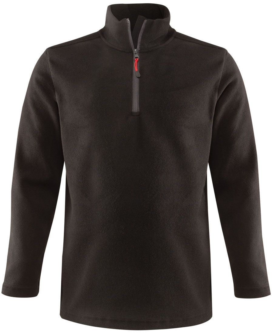 Schwarzer Fleece-Pullover mit Stehkragen und Viertelreißverschluss