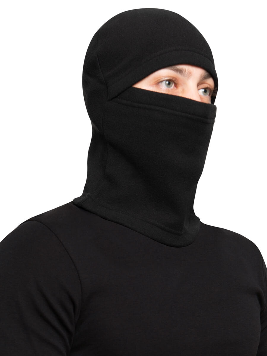 Thermo-Schneemaske mit Kapuze und Gesichtsaussparung, schwarzes Balaklawa-Design