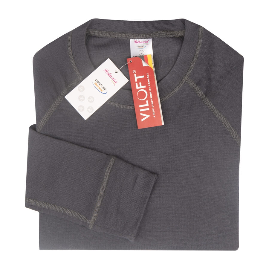 Graues Thermo-Oberhemd (Unisex) mit Rundhalsausschnitt und langen Ärmeln