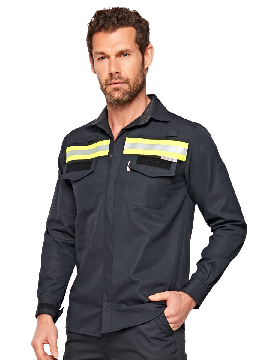 Flammhemmendes Herrenhemd ISMONTPRO Nomex® mit Kragen, verdeckter Knopfleiste und Brusttaschen