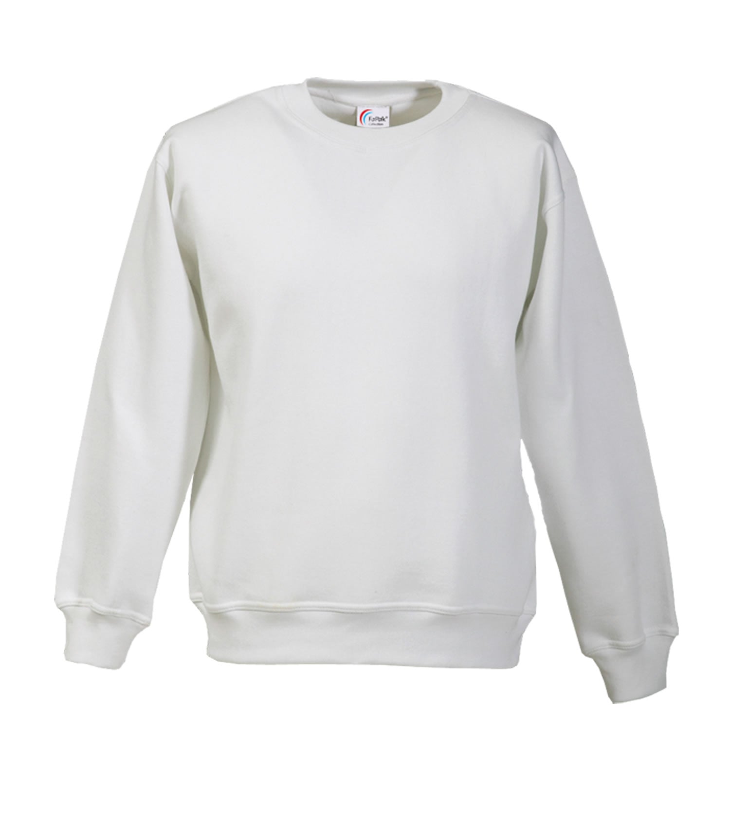 Hellweißes Rundkragen-Sweatshirt mit langen Ärmeln und Bündchen