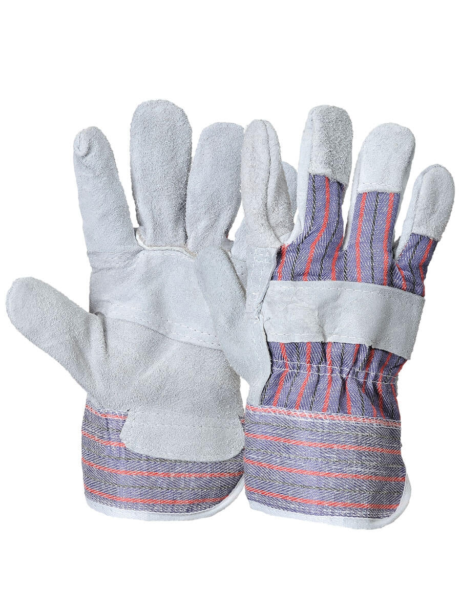 Portwest Rigger-Handschuh A210 aus grauem Leder mit orangefarbenen Ziernähten