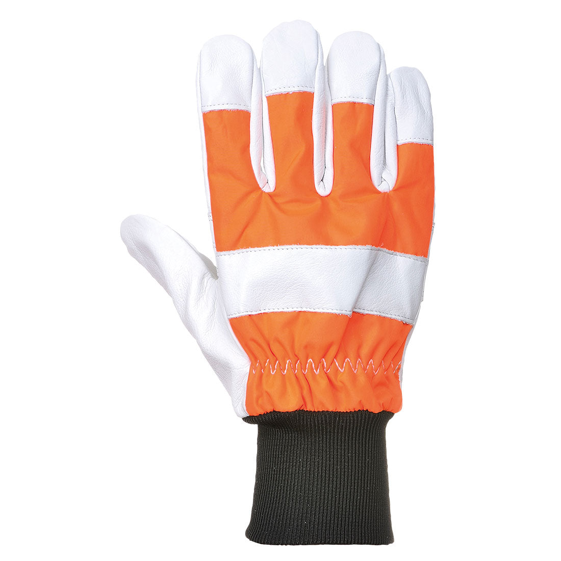 Portwest Kettensägen-Schutzhandschuh, orange/weiß, orange Handrücken, schwarzes Bündchen