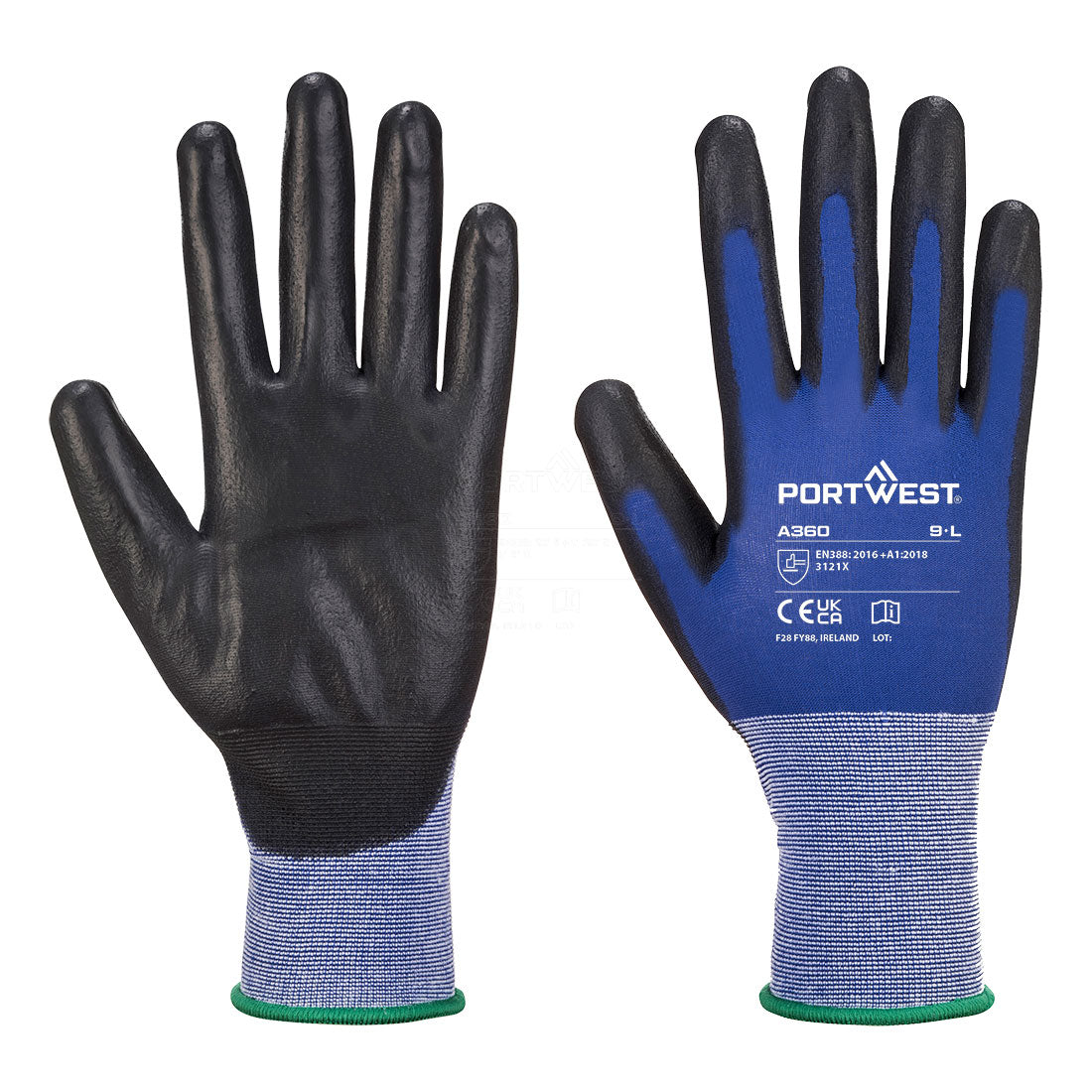 Portwest Senti-Flex Arbeitshandschuhe: schwarze Handfläche, blaue Stulpe