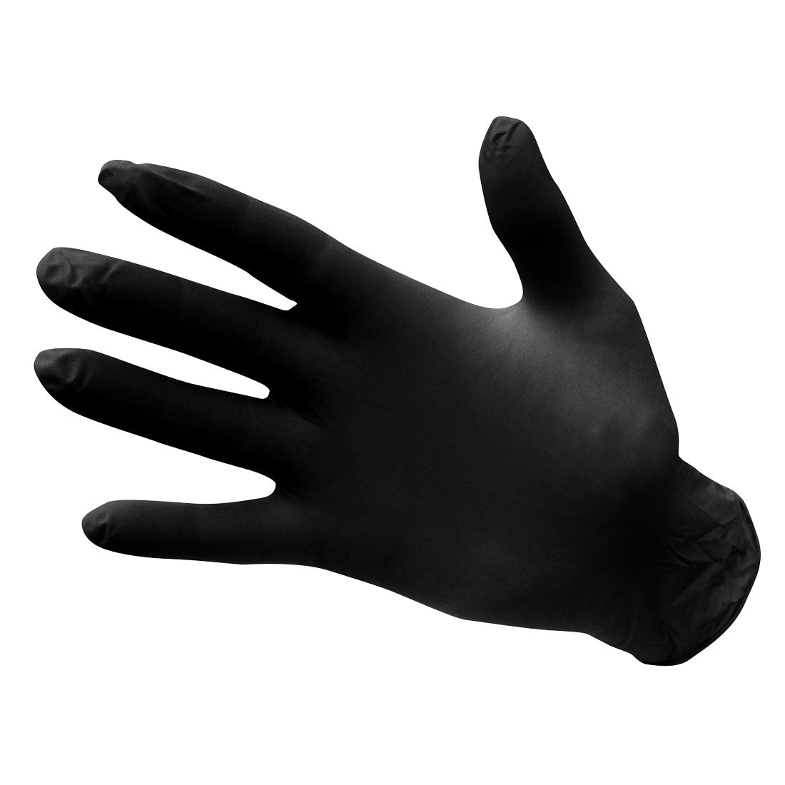 Schwarzer, puderfreier Nitril-Einweghandschuh mit sichtbarer Handfläche