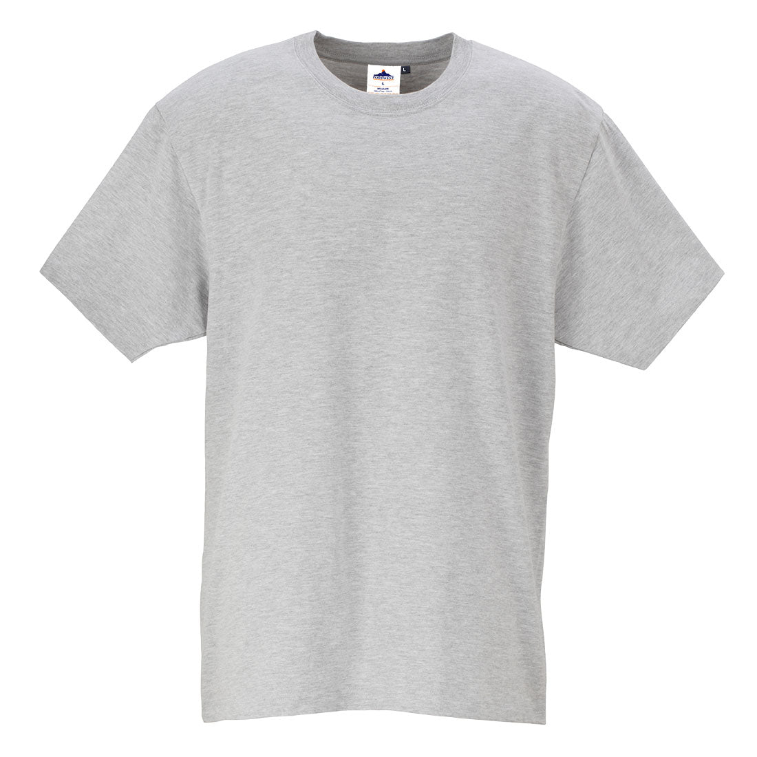Hellgraues Premium-T-Shirt mit Rundhalsausschnitt und kurzen Ärmeln