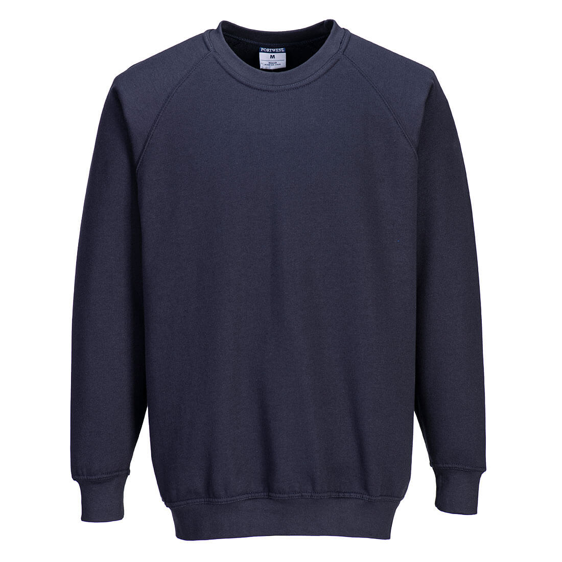 Dunkelblauer Sweatshirt mit Rundhalsausschnitt, Raglanärmeln und gerippten Bündchen