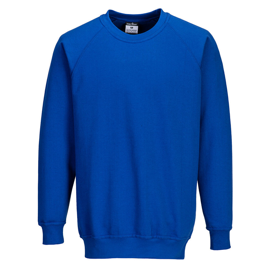 Kornblaufarbenes Sweatshirt mit Rundhalsausschnitt und langen Raglanärmeln, vorne