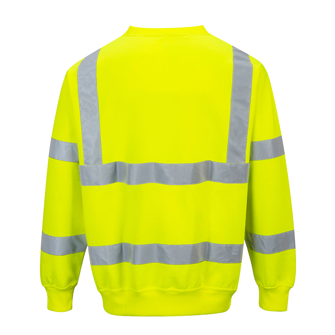 Warnschutz-Sweatshirt gelb mit Reflexstreifen am Rücken und seitlichen Einsätzen