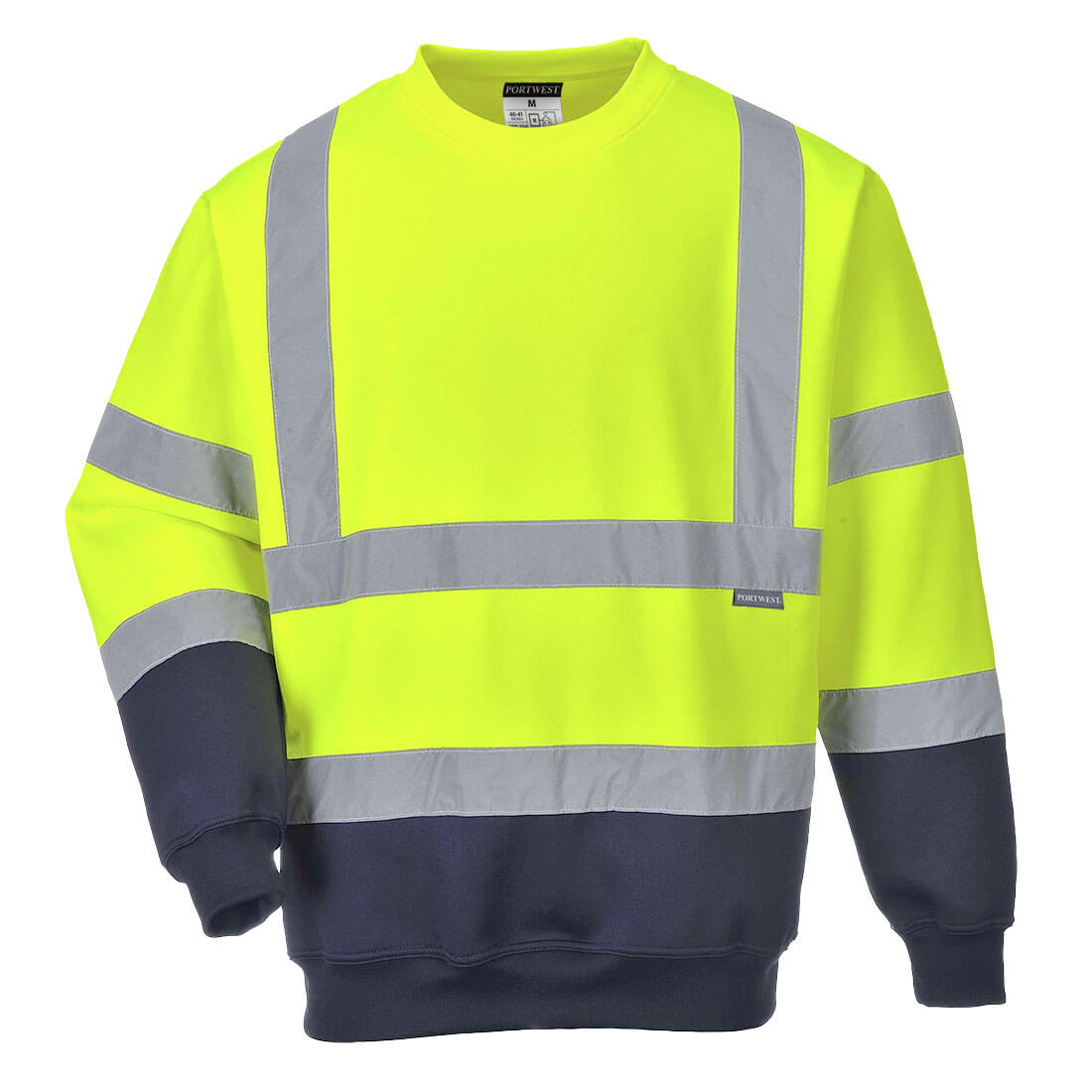 Portwest Warnschutz-Sweatshirt B306 gelb-marine mit reflektierenden Streifen