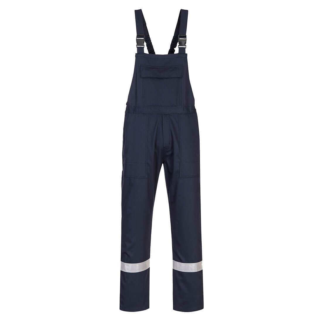 Portwest Bizweld FR Latzhose BZ17 in marineblau mit reflektierenden Streifen und Trägern