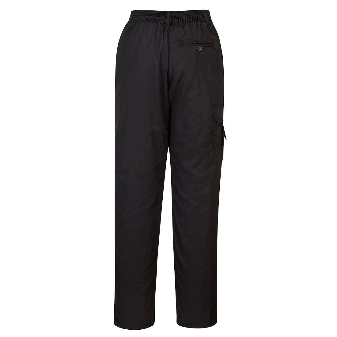 Damen-Bundhose dunkel mit elastischem Bund und Taschen am Hosenbein